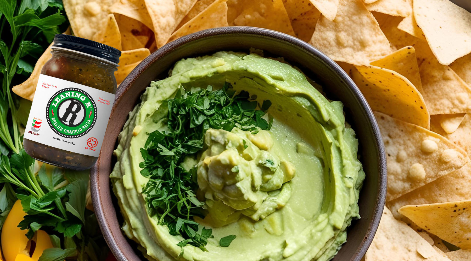 Roasted Tomatillo Salsa Creamy Avocado Dip – LEANING R Salsa