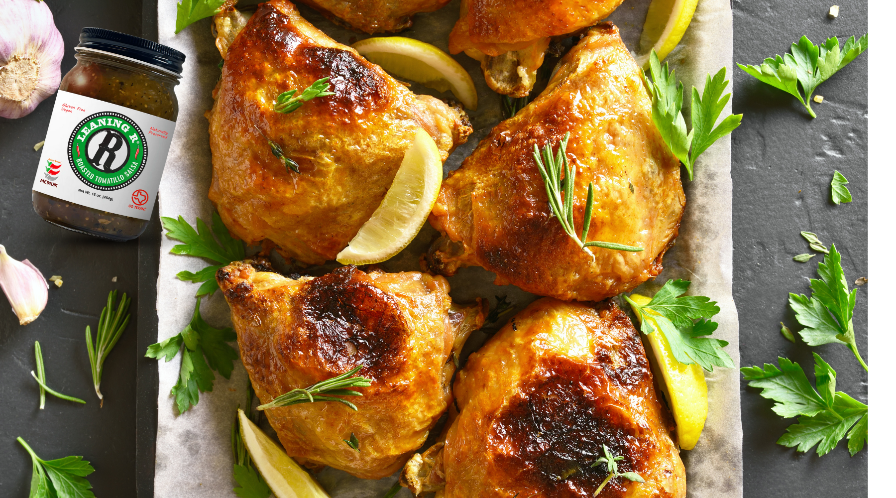 ROASTED TOMATILLO SALSA BAKED CHICKEN – LEANING R Salsa