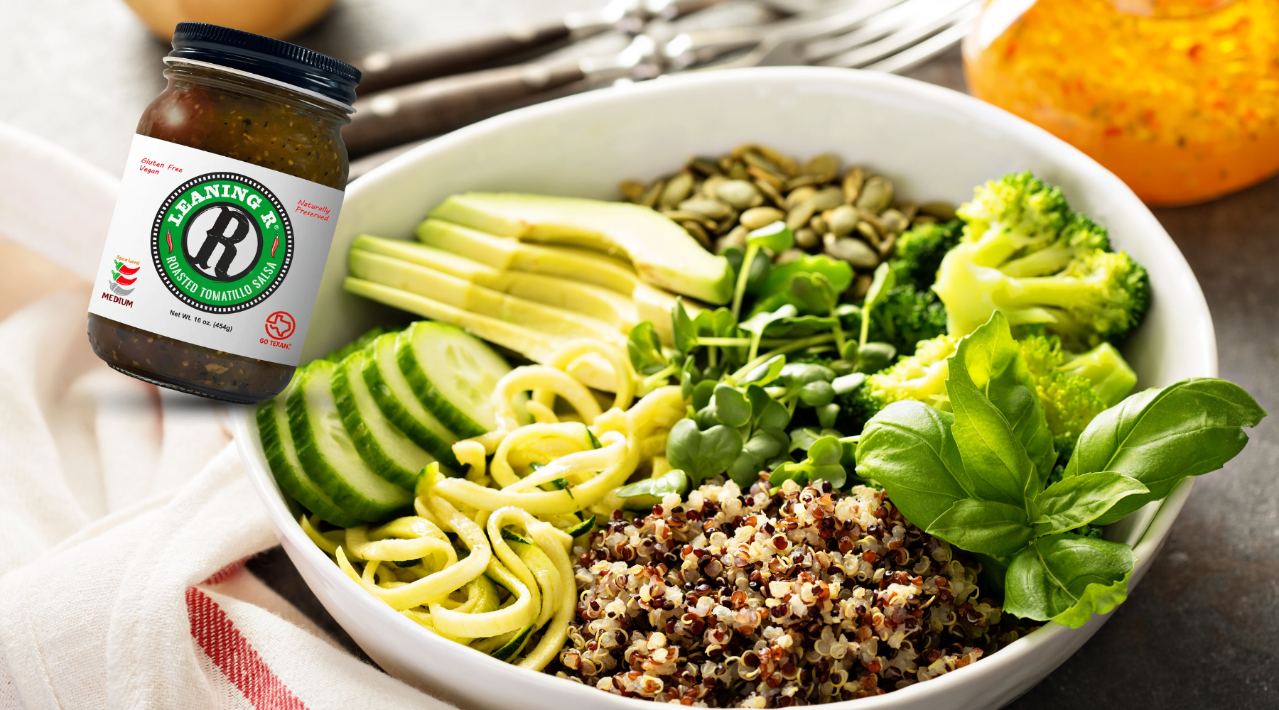 Roasted Tomatillo Grain Bowl: Verde Meets Veggie – LEANING R Salsa