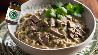 Roasted Tomatillo Salsa Beef Stroganoff Comfort