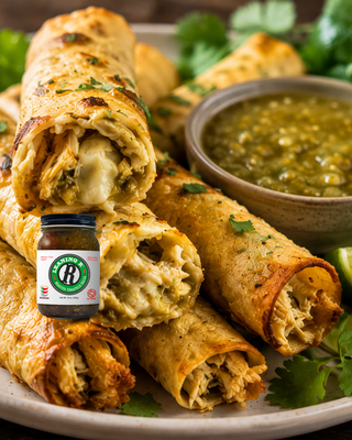 Roasted Tomatillo Chicken Taquitos