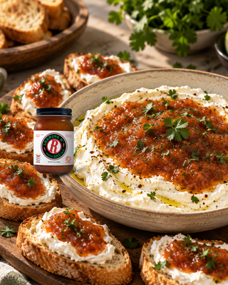 Savory-Sweet Whipped Feta Crostini